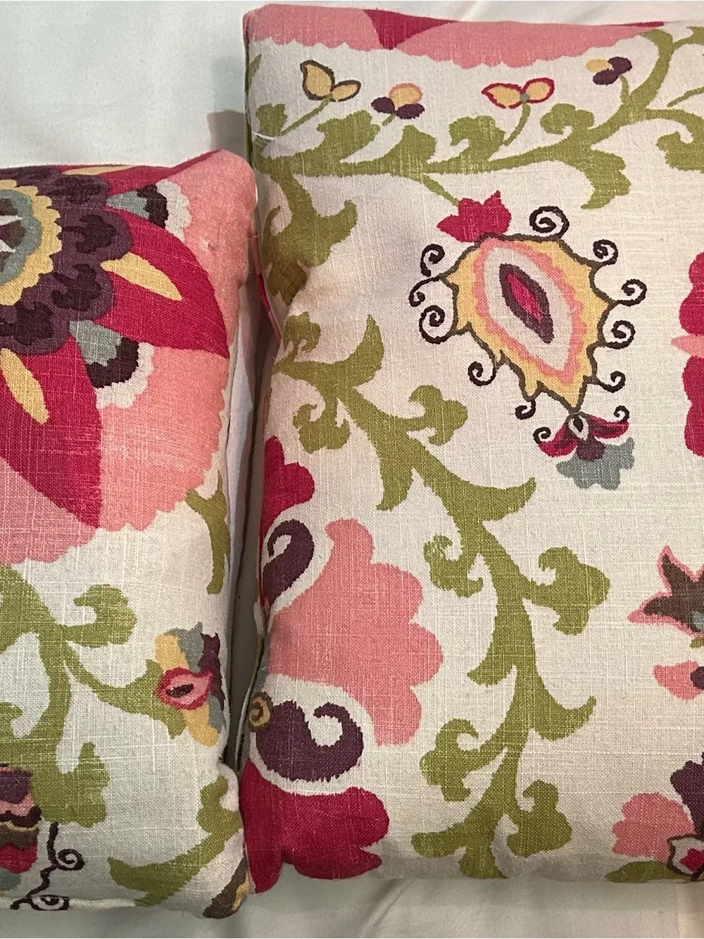 Set of 2 Handmade Pillows - Braemore Silsila Cherry Blossom Floral Paisley Print